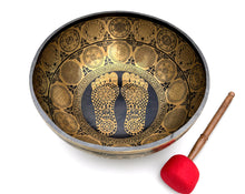 Handcrafted 20-inch Flower of Life Tibetan singing bowl from Nepal for meditation, yoga and sound healing