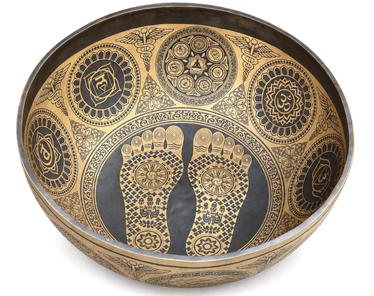 24-inch extra-large chakra footprint singing bowl handmade in Nepal