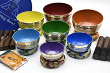 Tibetan Singing Bowl Set of 7 – Chakra Color Bronze Bowls with Mallets, Cushions & Carry Case