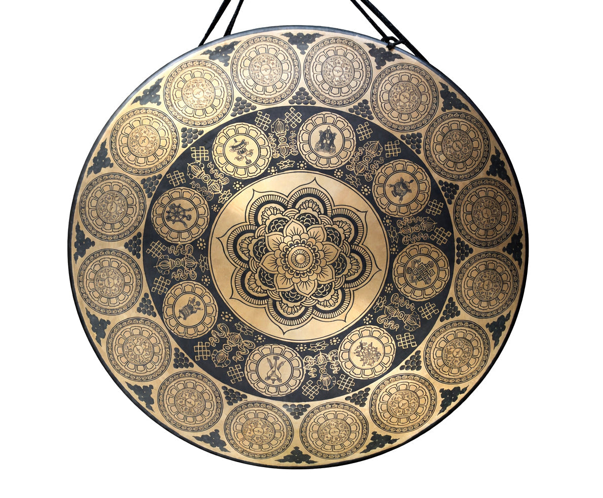 60 cm Flower of Life Tibetan gong handcrafted in Nepal with mallet
