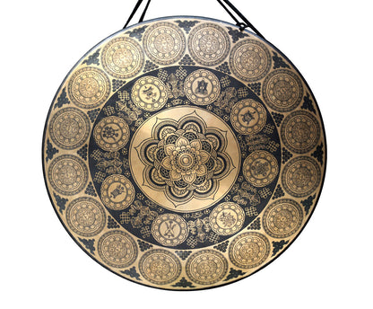 60 cm Flower of Life Tibetan gong handcrafted in Nepal with mallet