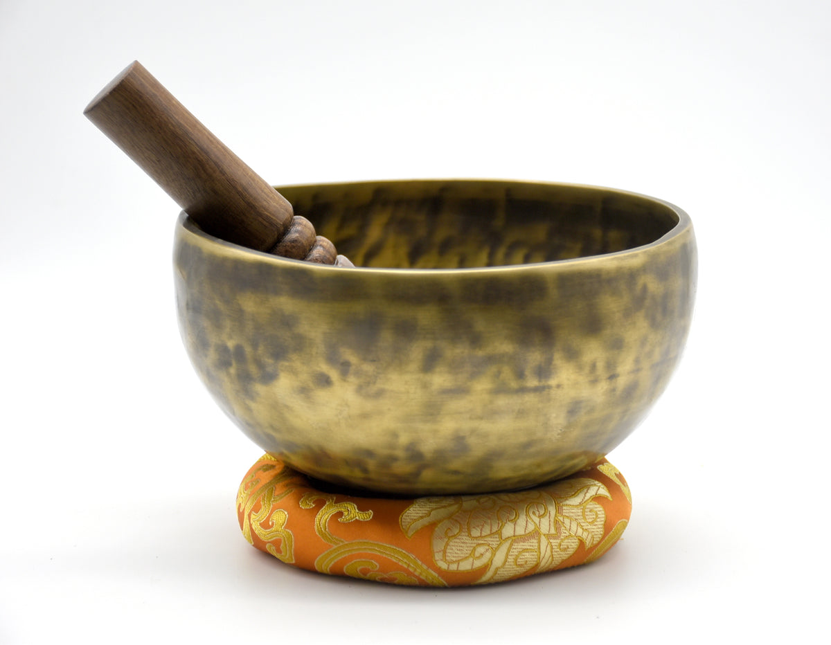 Antique-finish Tibetan singing bowl for meditation and yoga