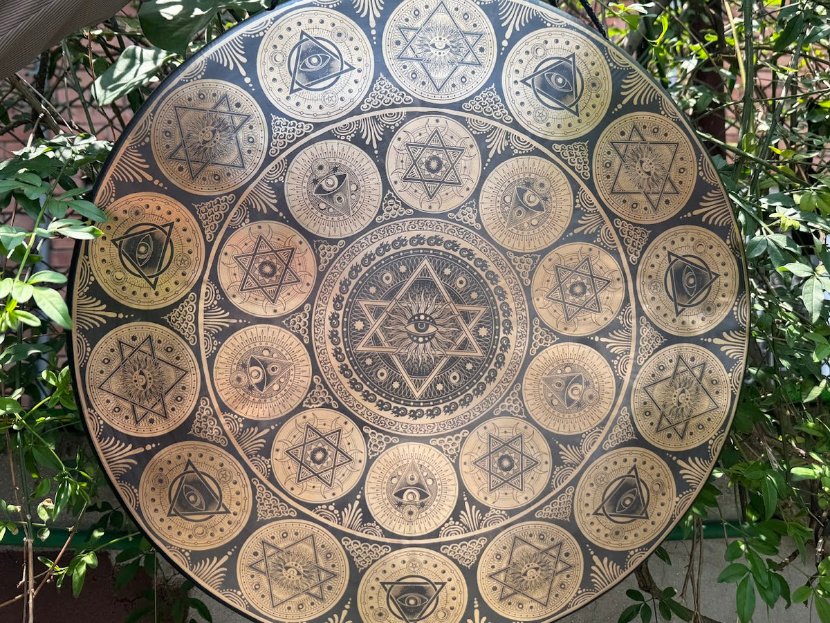 Antique bronze Tibetan gong with mallet for sound therapy