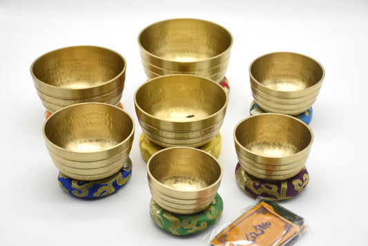 Hand-Beaten Tibetan Singing Bowl Set of 7 – Chakra Balancing Meditation Sound Bath Collection