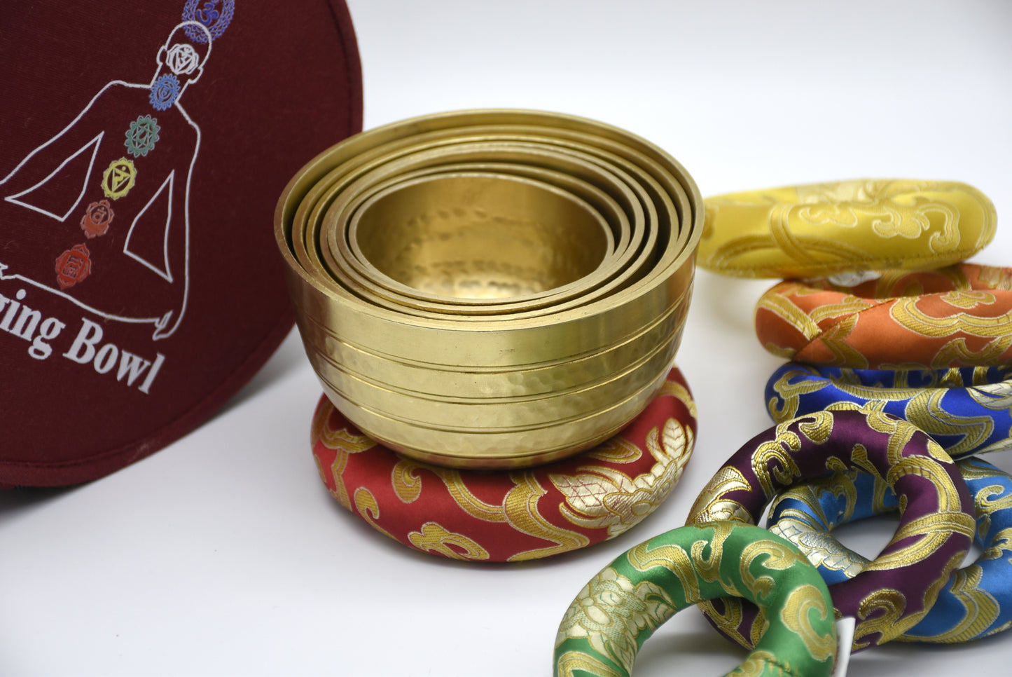Hand-Beaten Tibetan Singing Bowl Set of 7 – Chakra Balancing Meditation Sound Bath Collection