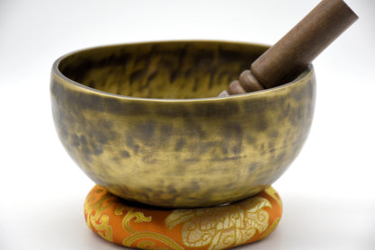 Hand-hammered Tiger Eye singing bowl handmade in Nepal
