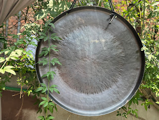 Handcrafted 60 cm meditation gong with geometric symbols