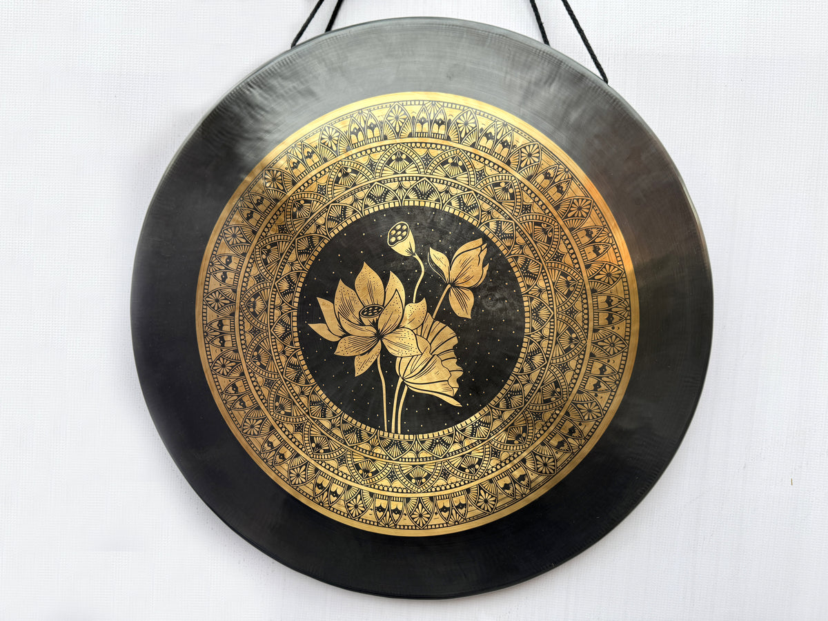 Handcrafted Lotus Tibetan Gong made in Nepal for meditation and sound healing